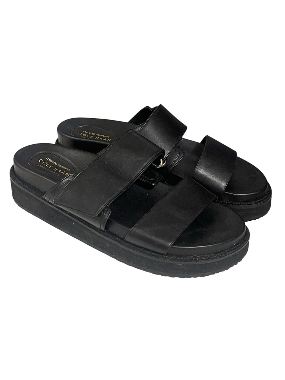 Cole Haan Grandseries Black Double-Strap Slide Sandals